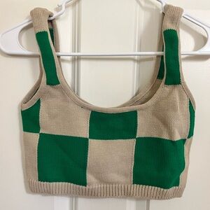 Knit Checkered Crop Top NWT